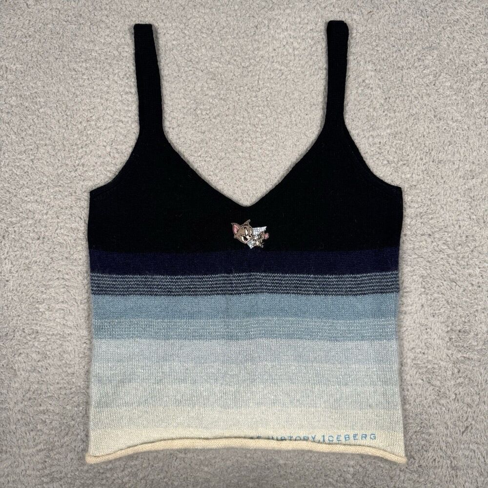 Ice HISTORY Iceberg Tom & Jerry Women's Knit Tank Top Mohair Wool Blend Italy S